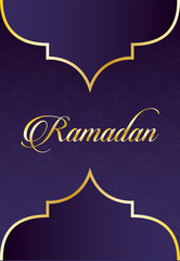 Fototapeta na wymiar ramadan kareem lettering with golden frame decoration