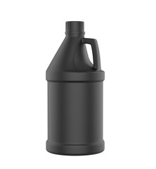 Blank round HDPE side handle Jerrycan for water, oil, milk and chemical storage on white background for branding and mockup design, 3d render illustration.