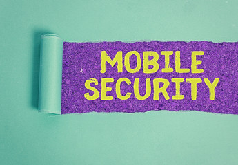 Text sign showing Mobile Security. Business photo showcasing Protection of mobile phone from...