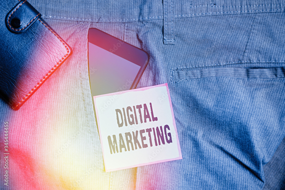 Poster word writing text digital marketing. business photo showcasing search engine optimazation pay per cl