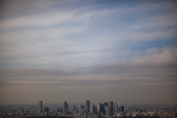 曇りで霞んだ東京の風景