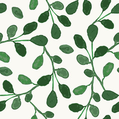 Fototapeta na wymiar Watercolor floral seamless hand drawn pattern. Leaves vector background.