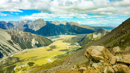 Mountain landscape in the Southern alps of New Zealand