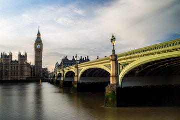 Fototapeta na wymiar Big Ben and Westminster Bridge across the River Thames
