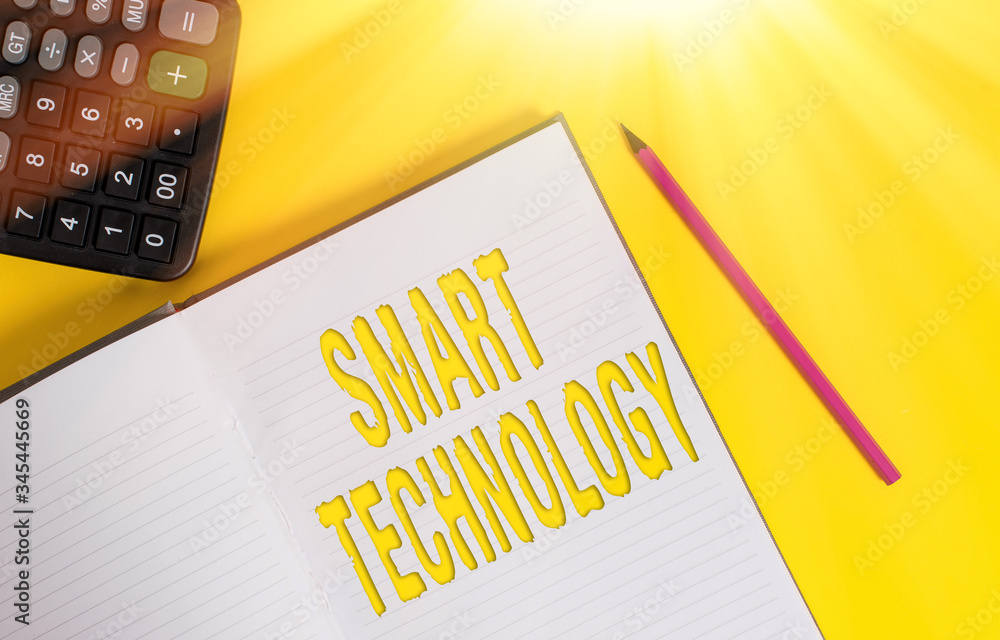 Poster conceptual hand writing showing smart technology. concept meaning gadgets or device that has a built