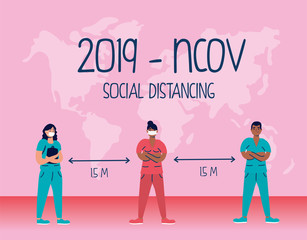 infographics covid19 pandemic with doctors staff