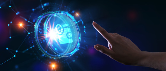 Crypto-currency,  Bitcoin internet virtual money. Currency Technology Business Internet Concept.