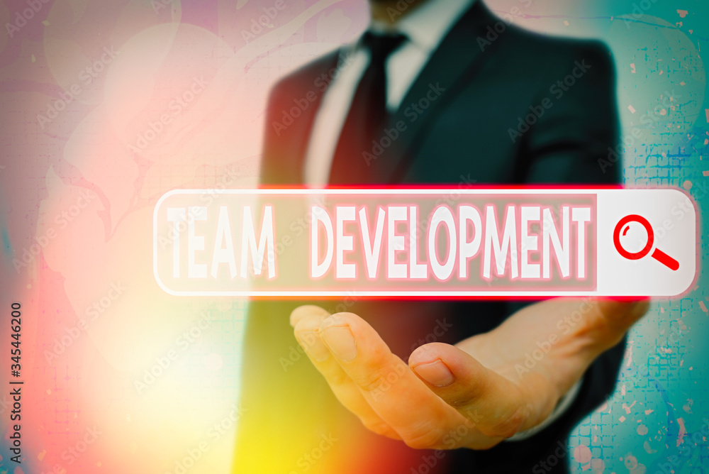 Poster conceptual hand writing showing team development. concept meaning learn why and how small groups cha
