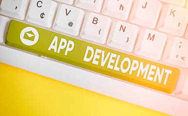 Word writing text App Development. Business photo showcasing Development services for awesome...