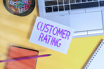 Text sign showing Customer Rating. Business photo showcasing Each point of the customers enhances...