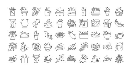 bundle of nutritive food set icons