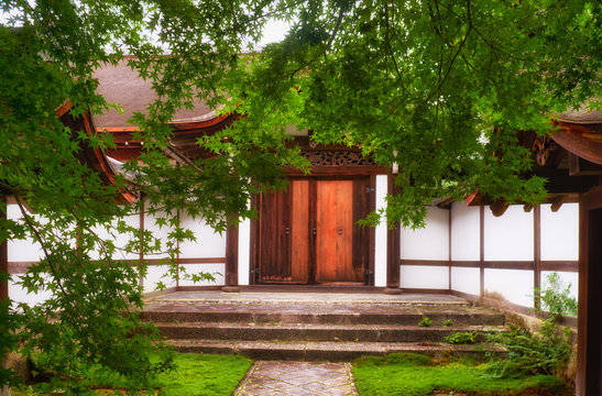 The buildings on the territory of Ryoan-ji temple. Kyoto. Japan