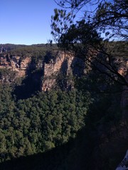 The view from the cliff in the Blue Mountains national park in Australia 