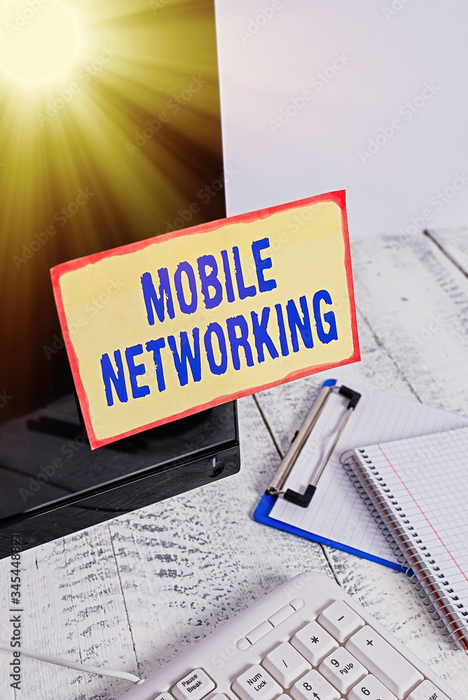 Poster conceptual hand writing showing mobile networking. concept meaning communication network where the l