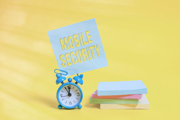 Handwriting text writing Mobile Security. Conceptual photo Protection of mobile phone from threats...