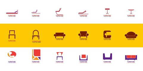 Set of Modern Furniture Vector Logo