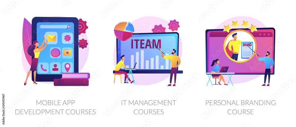 Poster app programming, training workshop, reputation development. mobile app development courses, it manag