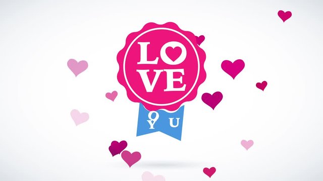 valentines day script with the words love yourself written on a rounded pink similar to a tag garnished with blue ribbon