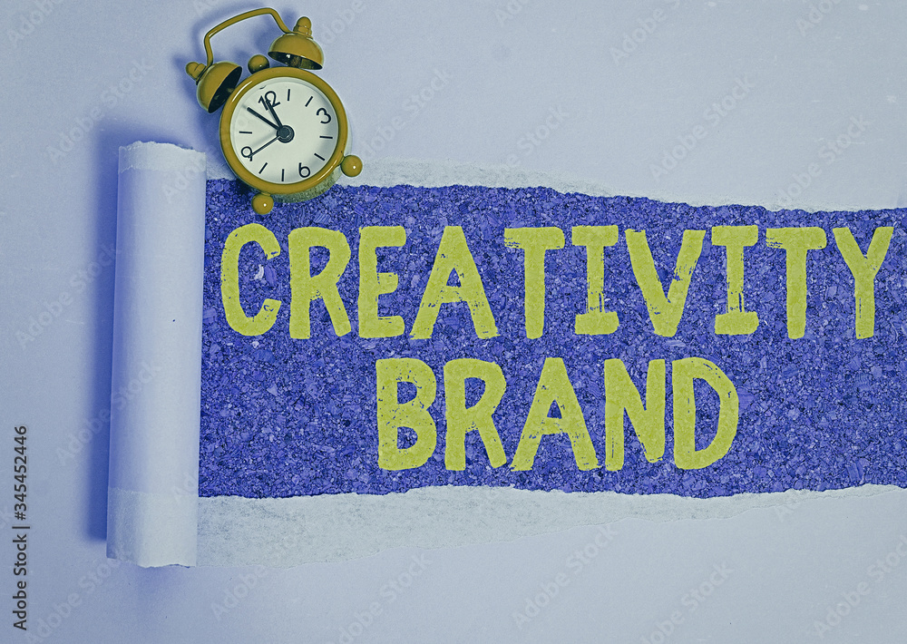 Poster conceptual hand writing showing creativity brand. concept meaning design name or feature that distin