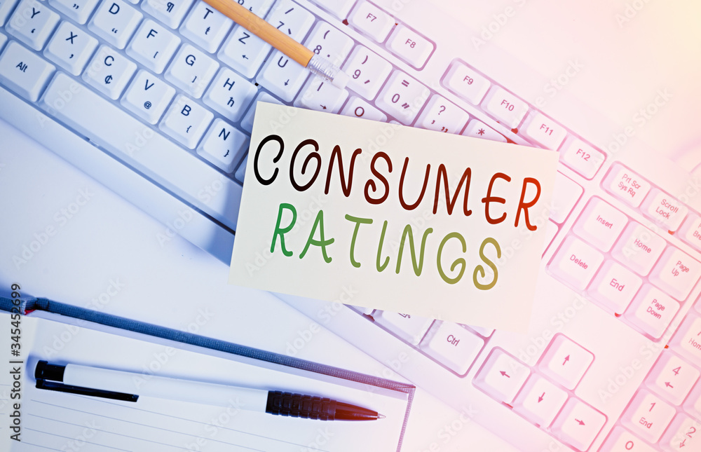 Poster handwriting text writing consumer ratings. conceptual photo feedback given by clients after buying p