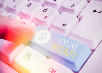 Conceptual hand writing showing Online Security. Concept meaning rules to protect against attacks...