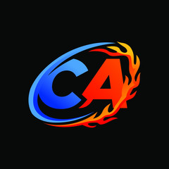 Initial Letters CA Fire Logo Design