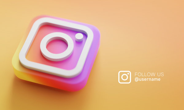 Instagram 3D Rendering Close up. Account Promotion Template.