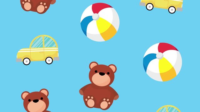 pattern of toys children icons