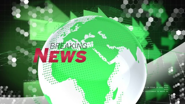 Word Breaking News written with green arrows moving
