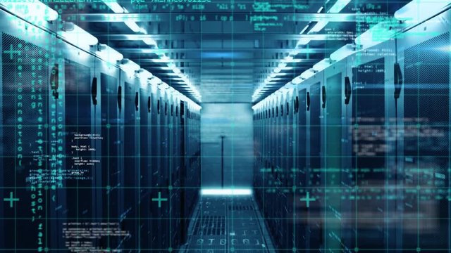 Animation of data processing and digital information flowing