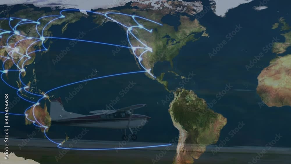 Poster animation of global network of connections with world map in background