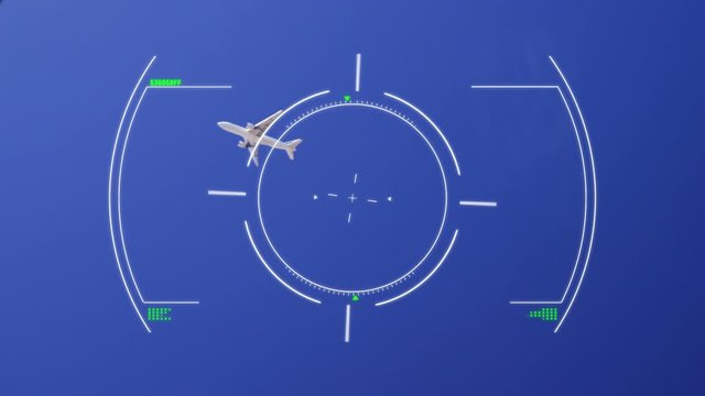 Animation of air traffic control system with aeroplane in background