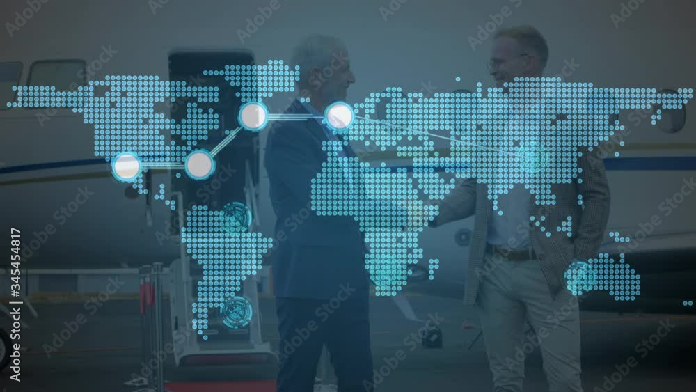 Poster animation of global network of connections with world map in background
