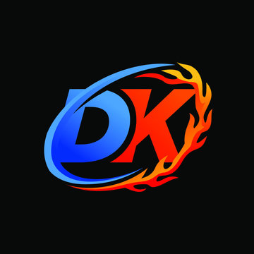 Initial Letters DK Fire Logo Design Stock Vector | Adobe Stock