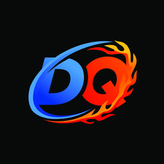 Initial Letters DQ Fire Logo Design