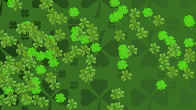 Animation of green clovers in background for St. Patricks day