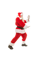 Fototapeta na wymiar Santa Claus in a fighting stance on a white background
