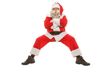 Santa Claus in a sitting position on a white background