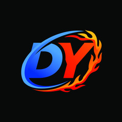 Initial Letters DY Fire Logo Design