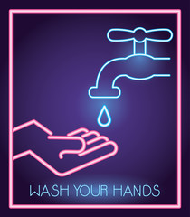 wash your hands for covid19 neon light style