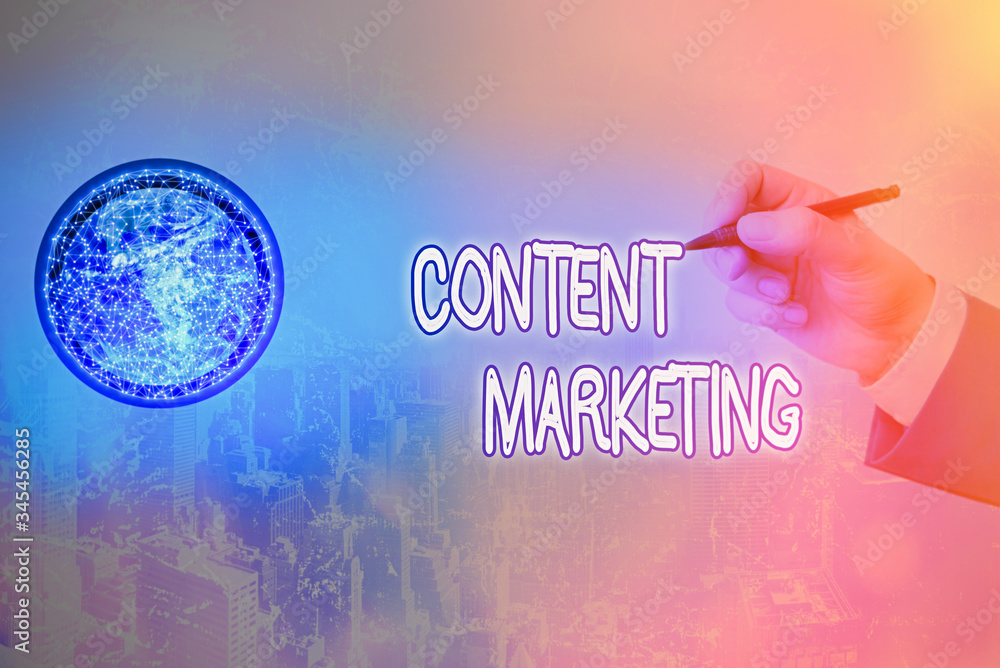 Poster writing note showing content marketing. business concept for involves the creation and sharing of on
