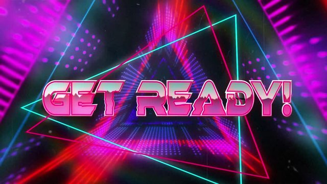 Animation of the words Get Ready! written in metallic pink letters