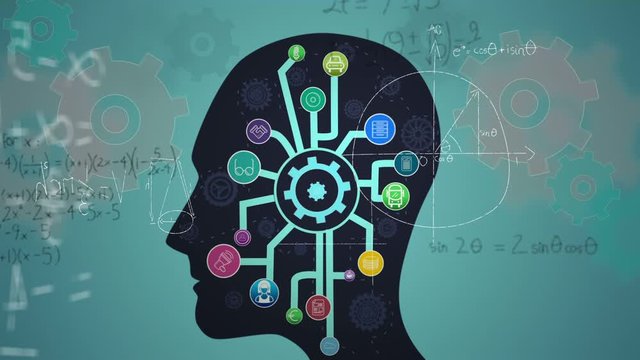 Animation of brain with technology and data processing
