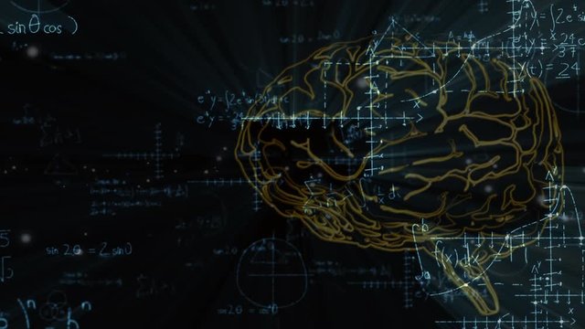 Animation of brain with scientific mathematical