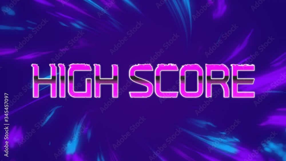 Poster animation of the words high score on video computer game screen