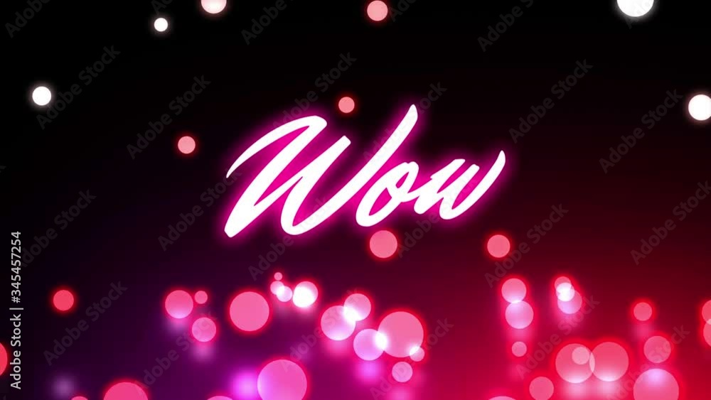 Poster animation of the word wow on video computer game screen