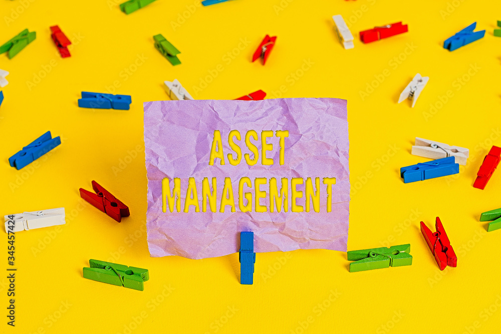 Poster word writing text asset management. business photo showcasing systematic process of operating and di