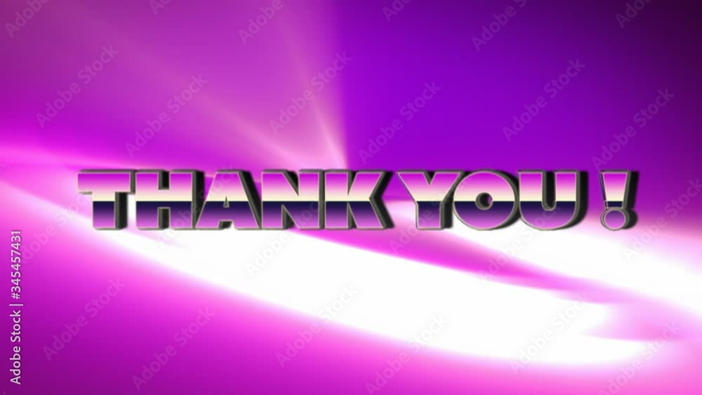 Poster animation of the word thank you on video computer game screen