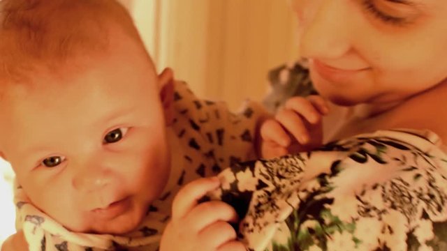 Mother and Baby, Happy baby with mom, Happy Family, Bebe on Lap