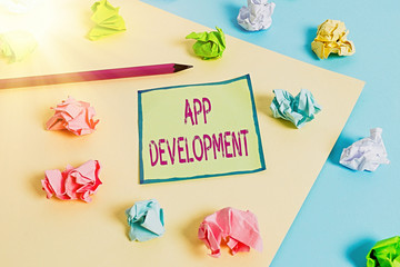 Conceptual hand writing showing App Development. Concept meaning Development services for awesome...